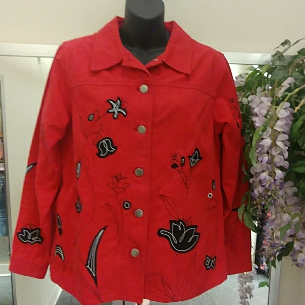 VTG- The Quacker Factory Embroidered Denim Jacket